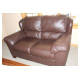 Gently Used Leather Loveseat in Brown