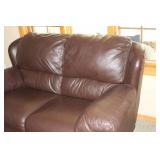 Gently Used Leather Loveseat in Brown