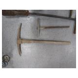 Post Hole Diggers, Pick Axe, Cement Chute Scraper