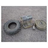 Shop Stool, Firehose, ATV Tire