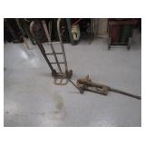 Vintage Vise & 2 Wheel Hand Cart