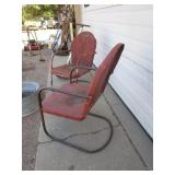 (2) Vintage Patio Chairs, Garden Cultivator & Galv. Tub