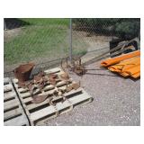 Vintage Garden  Cultivator, Casters, Coal Bucket, Horseshoes, Cultivator Parts