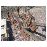 Vintage Garden  Cultivator, Casters, Coal Bucket, Horseshoes, Cultivator Parts