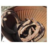 Vintage Garden  Cultivator, Casters, Coal Bucket, Horseshoes, Cultivator Parts