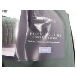 Queen Soft Corduroy Comforter Set - Forest Green