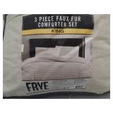 King 3 Piece Faux Fur Comforter Set