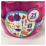 New Disney Junior Minnie Fab Food Bucket 25 Pieces Great Gift