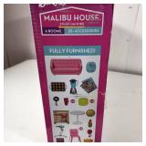 New Damaged Box Barbie Malibu House 6 Rooms 25+ Accessories Fold And Store Fully Furnished