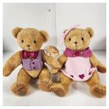 Lot Of Two 10" Plush Cherished Teddies Pink/Purple Excellent Condition
