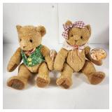 Lot Of Two 10" Plush Cherished Teddies Pink/Green Excellent Condition