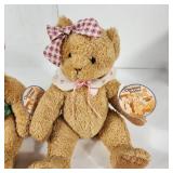 Lot Of Two 10" Plush Cherished Teddies Pink/Green Excellent Condition