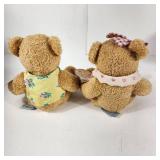 Lot Of Two 10" Plush Cherished Teddies Pink/Green Excellent Condition
