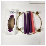Gold Metal Advent Wreath With Advent Candles They Have Been Lit A Few Times Great Condition