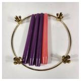 Gold Metal Advent Wreath With Advent Candles They Have Been Lit A Few Times Great Condition