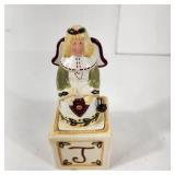 Lot Of Two Christmas Items Ceramic Angel Joy To The World And Green Candle Holder Jesus Great Condition