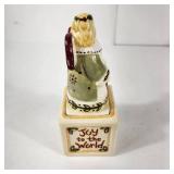 Lot Of Two Christmas Items Ceramic Angel Joy To The World And Green Candle Holder Jesus Great Condition