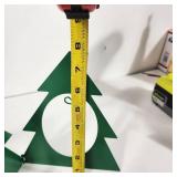 Green Metal Ornament Holder 8" Tall Folds And Two Whimsical Deer Excellent Condition