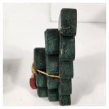 Lot Of Two Christmas Decorations Decorative Box Three Green Wooden Trees Heart Great Condition