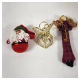 Lot Of Three Christmas Decorations Plush Santa Angel And Angel Ornament Great Condition