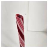 Lot Of Two Candy Cane Candles With Glass Holders Candles Have Been Burned Once
