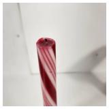 Lot Of Two Candy Cane Candles With Glass Holders Candles Have Been Burned Once