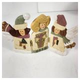 Lot Of Two Christmas Decorations Wooden Nativity And Fold Out Women With Cross Excellent Condition