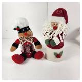 Lot Of Two Christmas Decorations Gingerbread Man And Santa Great Condition