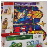 Lot Of Thirteen Christmas Window Clings Most Are New There May Be A Few Used Great Condition