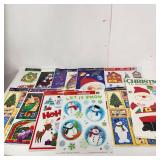 Lot Of Twelve Christmas Window Clings/Decorating Kit/New Years One Is Used Great Condition