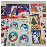 Lot Of Twelve Christmas Window Clings/Decorating Kit/New Years One Is Used Great Condition