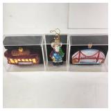 Lot Of Three Glass Ornaments Golden Gate Bridge Street Car And Moose Distributed By Target Excellent Condition