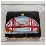 Lot Of Three Glass Ornaments Golden Gate Bridge Street Car And Moose Distributed By Target Excellent Condition