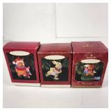 Lot Of Three Hallmark Ornaments Winnie The Pooh Waitin On Santa Rabbit And Pooh/Piglet Excellent Condition