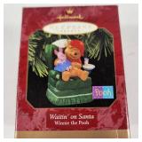 Lot Of Three Hallmark Ornaments Winnie The Pooh Waitin On Santa Rabbit And Pooh/Piglet Excellent Condition