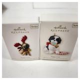 Lot Of Two Hallmark Ornaments Puppy Love 1 With Antlers And One With Christmas Cookies Great Condition