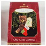 Lot Of Three Hallmark Ornaments Teddy Bears Dated 1st 2nd And 3rd Year Great Condition