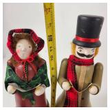 Lot Of Four Wooden Christmas Carolers Very Cute!  Great Condition