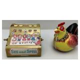 Vintage Tin Litho Toys Including Wolverine See And Spell & OSH Tin Battery Operated Chicken (Both Work)