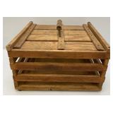 Vintage Wooden Egg Crate With Advertisement & Cardboard Egg Protectors