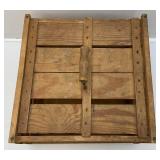 Vintage Wooden Egg Crate With Advertisement & Cardboard Egg Protectors