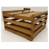 Vintage Wooden Egg Crate With Advertisement & Cardboard Egg Protectors
