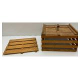 Vintage Wooden Egg Crate With Advertisement & Cardboard Egg Protectors