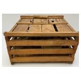Vintage Wooden Egg Crate With Advertisement & Cardboard Egg Protectors