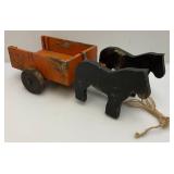 Antique Handmade Horse & Buggy Pull Toy