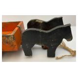 Antique Handmade Horse & Buggy Pull Toy