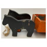 Antique Handmade Horse & Buggy Pull Toy