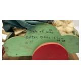 Antique Handmade Tale Of Woe Cotton Cart  18" x 8 1/2" (One Horse Has Ears Missing)