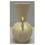 Vintage Belleek Ireland Porcelain Hand Decorated Vase 7 7/5"