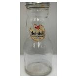 Vintage Mobiloil Artic Special Glass Oil Bottle With Chome Lid